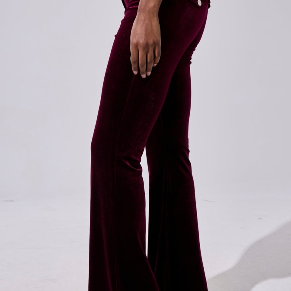 AKIRA Rich Burgundy Velvet Pants - Picture 3 of 7
